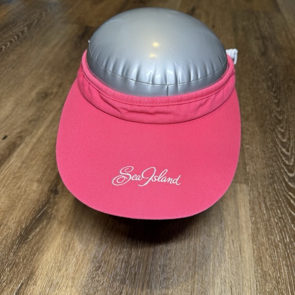 Accessories - Vintage Sea Island Golf Tennis Visor Hat Pink White‎ Wide Brim Sun Beach Summer